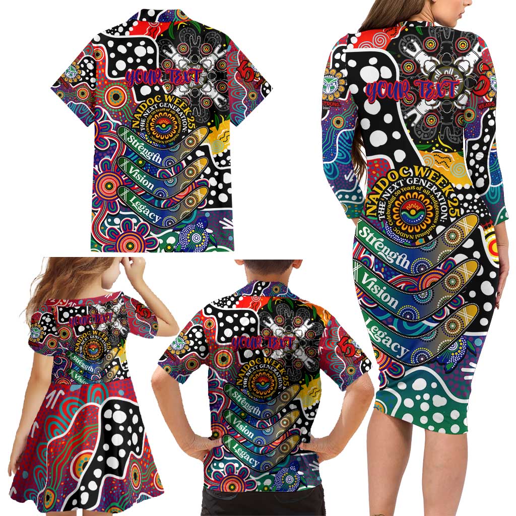 Personalised New Zealand Warriors NRL Celebrating 50 Years of Naidoc Family Matching Long Sleeve Bodycon Dress and Hawaiian Shirt NAIDOC Week 2025 Aboriginal