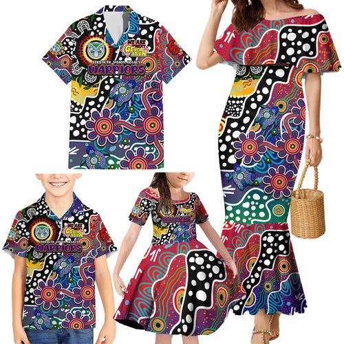 Personalised New Zealand Warriors NRL Celebrating 50 Years of Naidoc Family Matching Mermaid Dress and Hawaiian Shirt NAIDOC Week 2025 Aboriginal