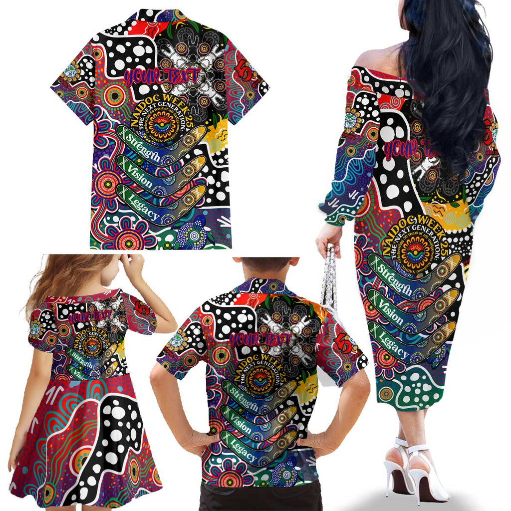 Personalised New Zealand Warriors NRL Celebrating 50 Years of Naidoc Family Matching Off The Shoulder Long Sleeve Dress and Hawaiian Shirt NAIDOC Week 2025 Aboriginal