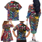 Personalised New Zealand Warriors NRL Celebrating 50 Years of Naidoc Family Matching Off The Shoulder Long Sleeve Dress and Hawaiian Shirt NAIDOC Week 2025 Aboriginal