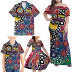 Personalised New Zealand Warriors NRL Celebrating 50 Years of Naidoc Family Matching Off Shoulder Maxi Dress and Hawaiian Shirt NAIDOC Week 2025 Aboriginal