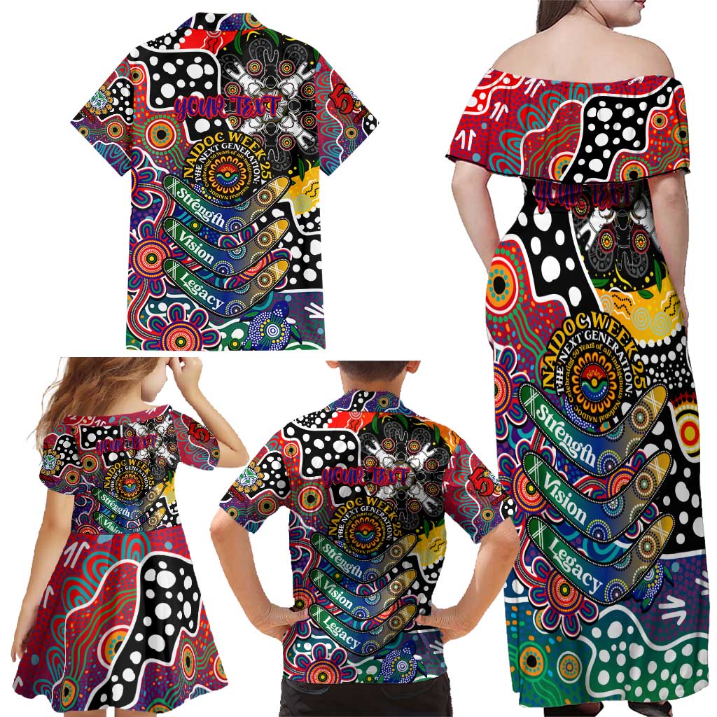 Personalised New Zealand Warriors NRL Celebrating 50 Years of Naidoc Family Matching Off Shoulder Maxi Dress and Hawaiian Shirt NAIDOC Week 2025 Aboriginal