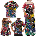 Personalised New Zealand Warriors NRL Celebrating 50 Years of Naidoc Family Matching Off Shoulder Maxi Dress and Hawaiian Shirt NAIDOC Week 2025 Aboriginal