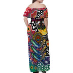 Personalised New Zealand Warriors NRL Celebrating 50 Years of Naidoc Family Matching Off Shoulder Maxi Dress and Hawaiian Shirt NAIDOC Week 2025 Aboriginal