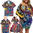 Personalised New Zealand Warriors NRL Celebrating 50 Years of Naidoc Family Matching Off Shoulder Short Dress and Hawaiian Shirt NAIDOC Week 2025 Aboriginal