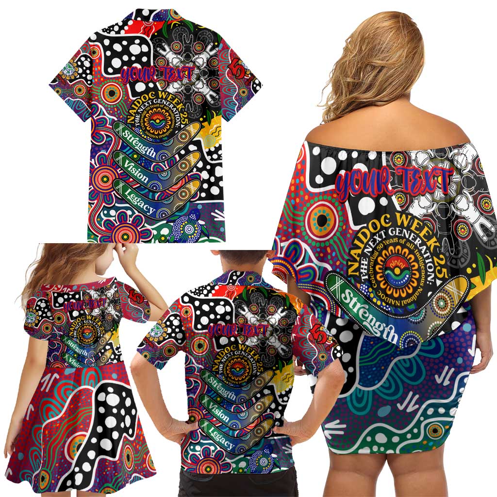 Personalised New Zealand Warriors NRL Celebrating 50 Years of Naidoc Family Matching Off Shoulder Short Dress and Hawaiian Shirt NAIDOC Week 2025 Aboriginal