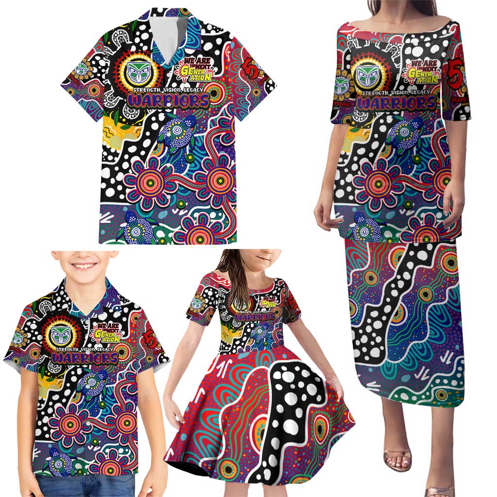 Personalised New Zealand Warriors NRL Celebrating 50 Years of Naidoc Family Matching Puletasi and Hawaiian Shirt NAIDOC Week 2025 Aboriginal