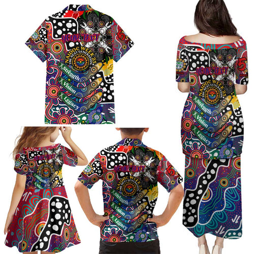 Personalised New Zealand Warriors NRL Celebrating 50 Years of Naidoc Family Matching Puletasi and Hawaiian Shirt NAIDOC Week 2025 Aboriginal