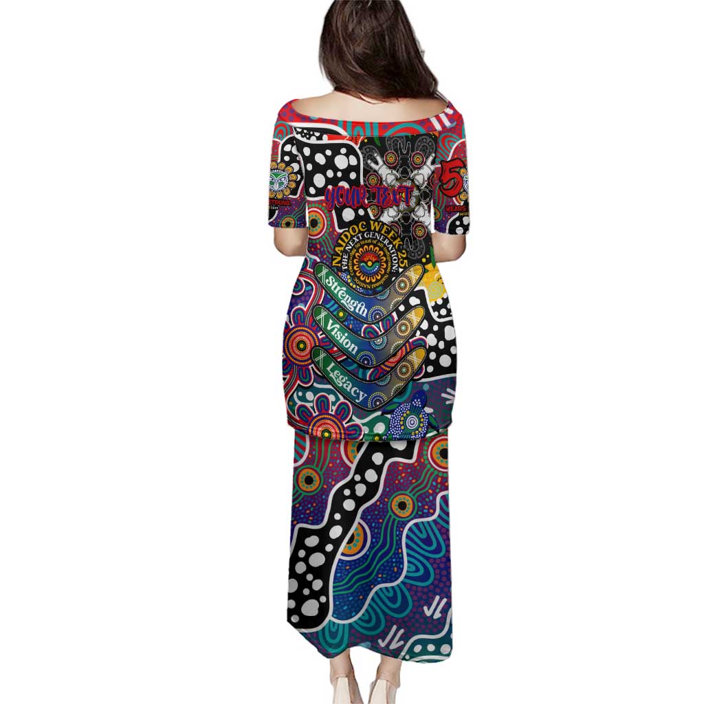 Personalised New Zealand Warriors NRL Celebrating 50 Years of Naidoc Family Matching Puletasi and Hawaiian Shirt NAIDOC Week 2025 Aboriginal