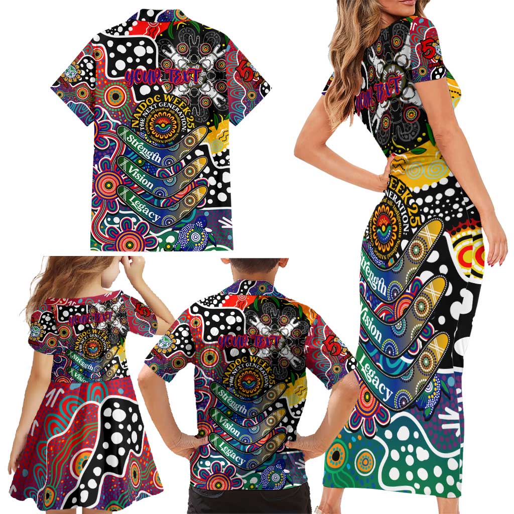 Personalised New Zealand Warriors NRL Celebrating 50 Years of Naidoc Family Matching Short Sleeve Bodycon Dress and Hawaiian Shirt NAIDOC Week 2025 Aboriginal