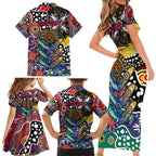 Personalised New Zealand Warriors NRL Celebrating 50 Years of Naidoc Family Matching Short Sleeve Bodycon Dress and Hawaiian Shirt NAIDOC Week 2025 Aboriginal