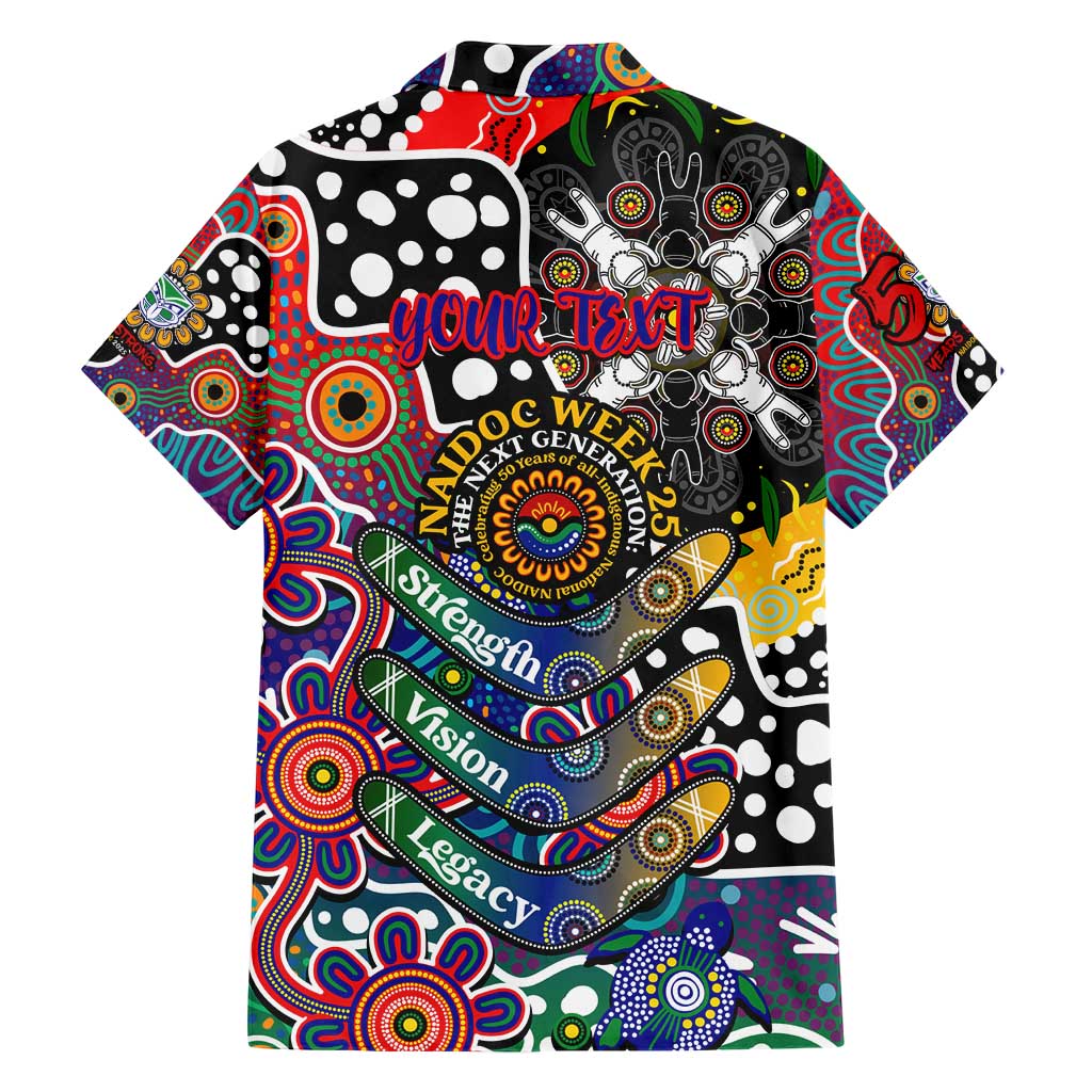 Personalised New Zealand Warriors NRL Celebrating 50 Years of Naidoc Family Matching Short Sleeve Bodycon Dress and Hawaiian Shirt NAIDOC Week 2025 Aboriginal