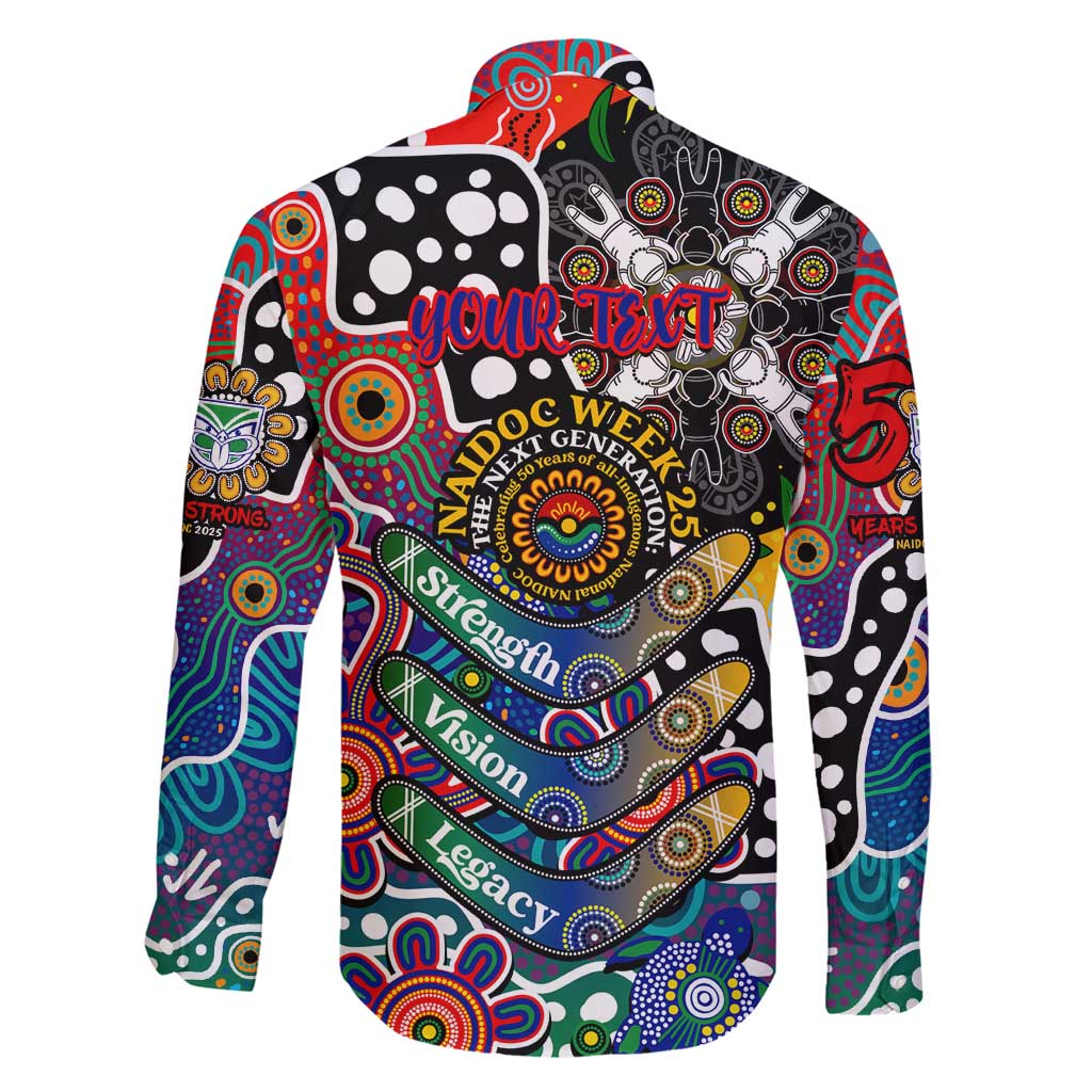Personalised New Zealand Warriors NRL Celebrating 50 Years of Naidoc Family Matching Short Sleeve Bodycon Dress and Hawaiian Shirt NAIDOC Week 2025 Aboriginal