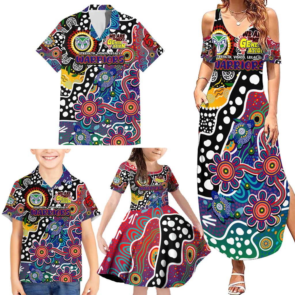 Personalised New Zealand Warriors NRL Celebrating 50 Years of Naidoc Family Matching Summer Maxi Dress and Hawaiian Shirt NAIDOC Week 2025 Aboriginal