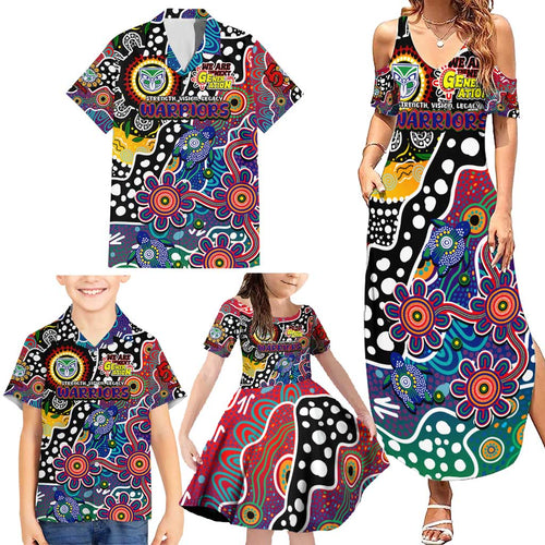 Personalised New Zealand Warriors NRL Celebrating 50 Years of Naidoc Family Matching Summer Maxi Dress and Hawaiian Shirt NAIDOC Week 2025 Aboriginal