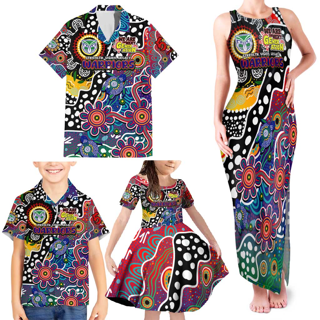 Personalised New Zealand Warriors NRL Celebrating 50 Years of Naidoc Family Matching Tank Maxi Dress and Hawaiian Shirt NAIDOC Week 2025 Aboriginal