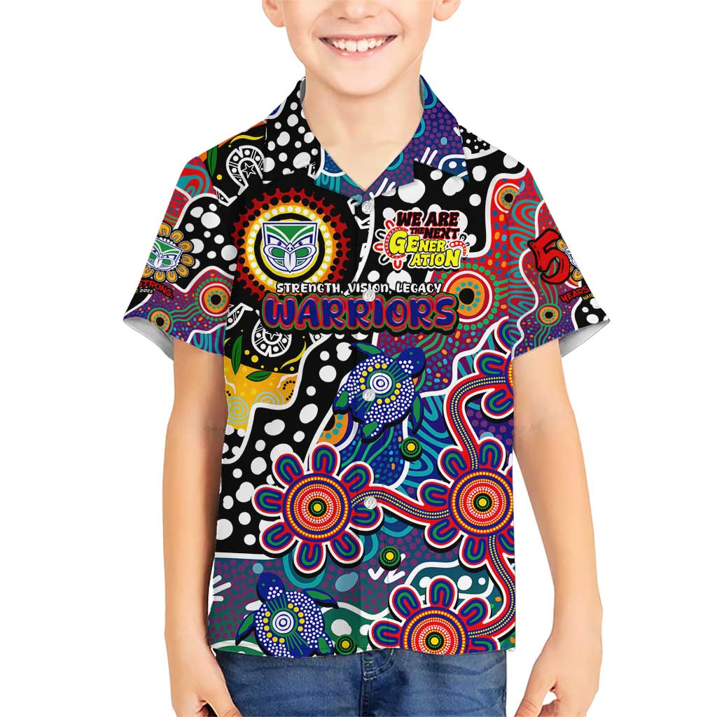 Personalised New Zealand Warriors NRL Celebrating 50 Years of Naidoc Kid Hawaiian Shirt NAIDOC Week 2025 Aboriginal