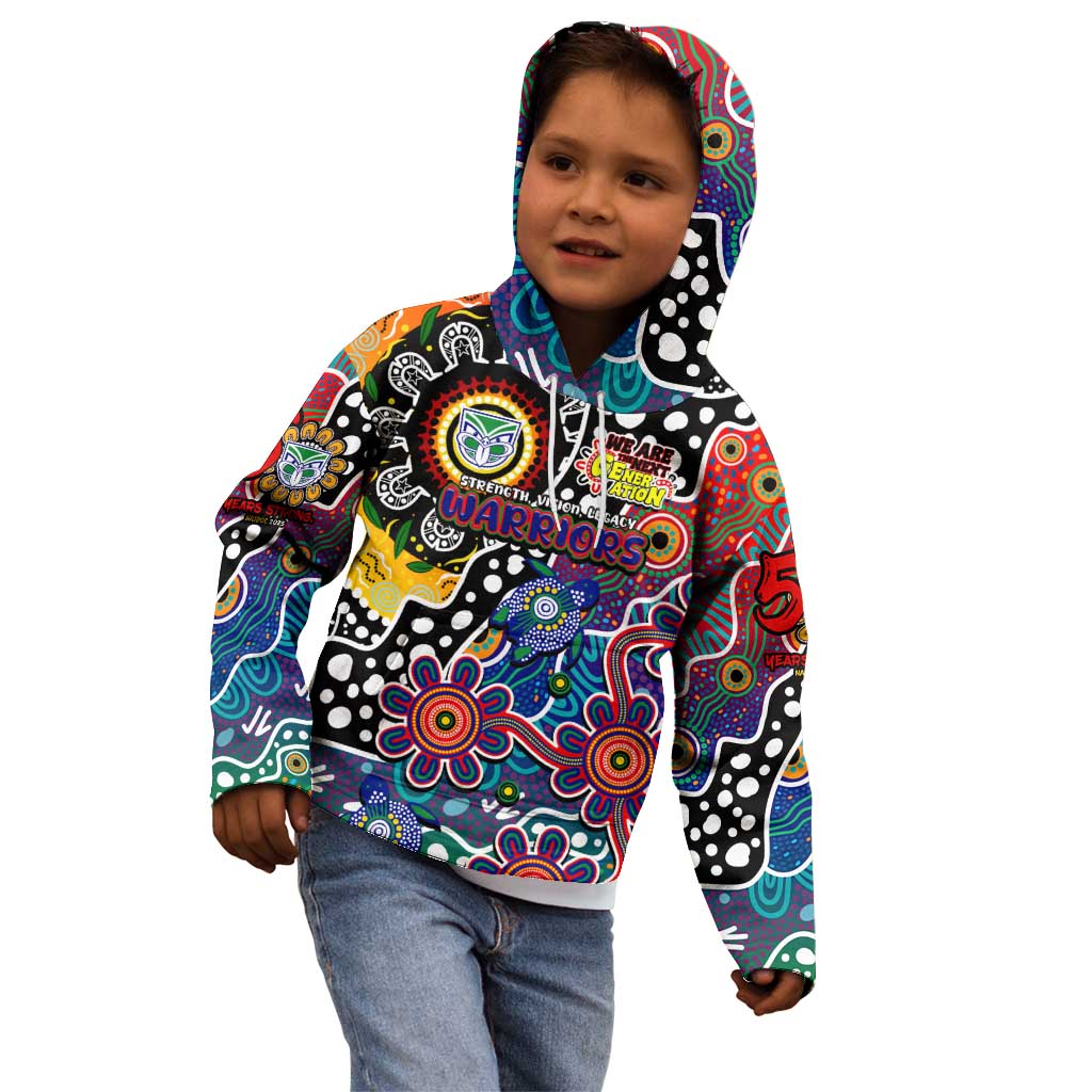 Personalised New Zealand Warriors NRL Celebrating 50 Years of Naidoc Kid Hoodie NAIDOC Week 2025 Aboriginal