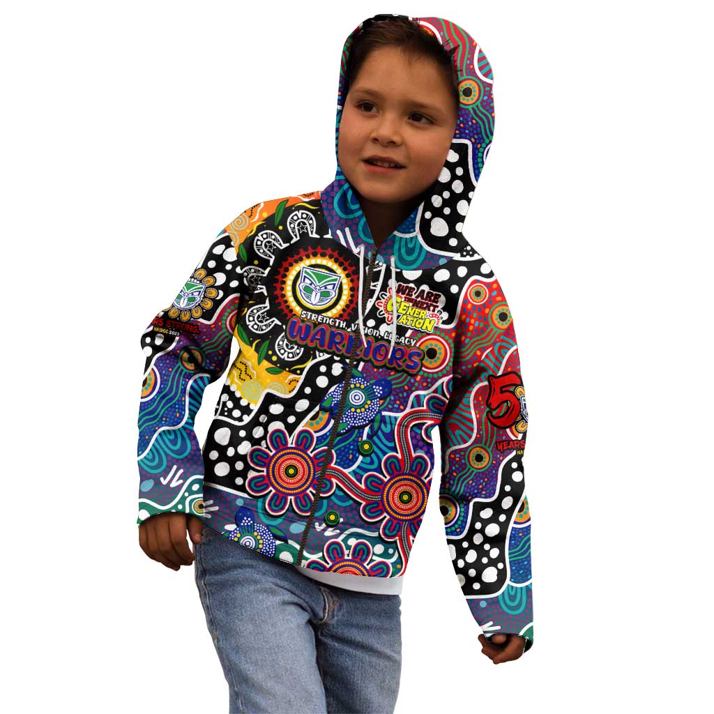 Personalised New Zealand Warriors NRL Celebrating 50 Years of Naidoc Kid Hoodie NAIDOC Week 2025 Aboriginal