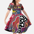Personalised New Zealand Warriors NRL Celebrating 50 Years of Naidoc Kid Short Sleeve Dress NAIDOC Week 2025 Aboriginal