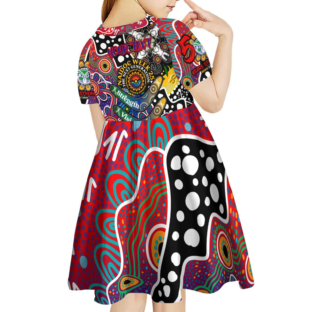Personalised New Zealand Warriors NRL Celebrating 50 Years of Naidoc Kid Short Sleeve Dress NAIDOC Week 2025 Aboriginal