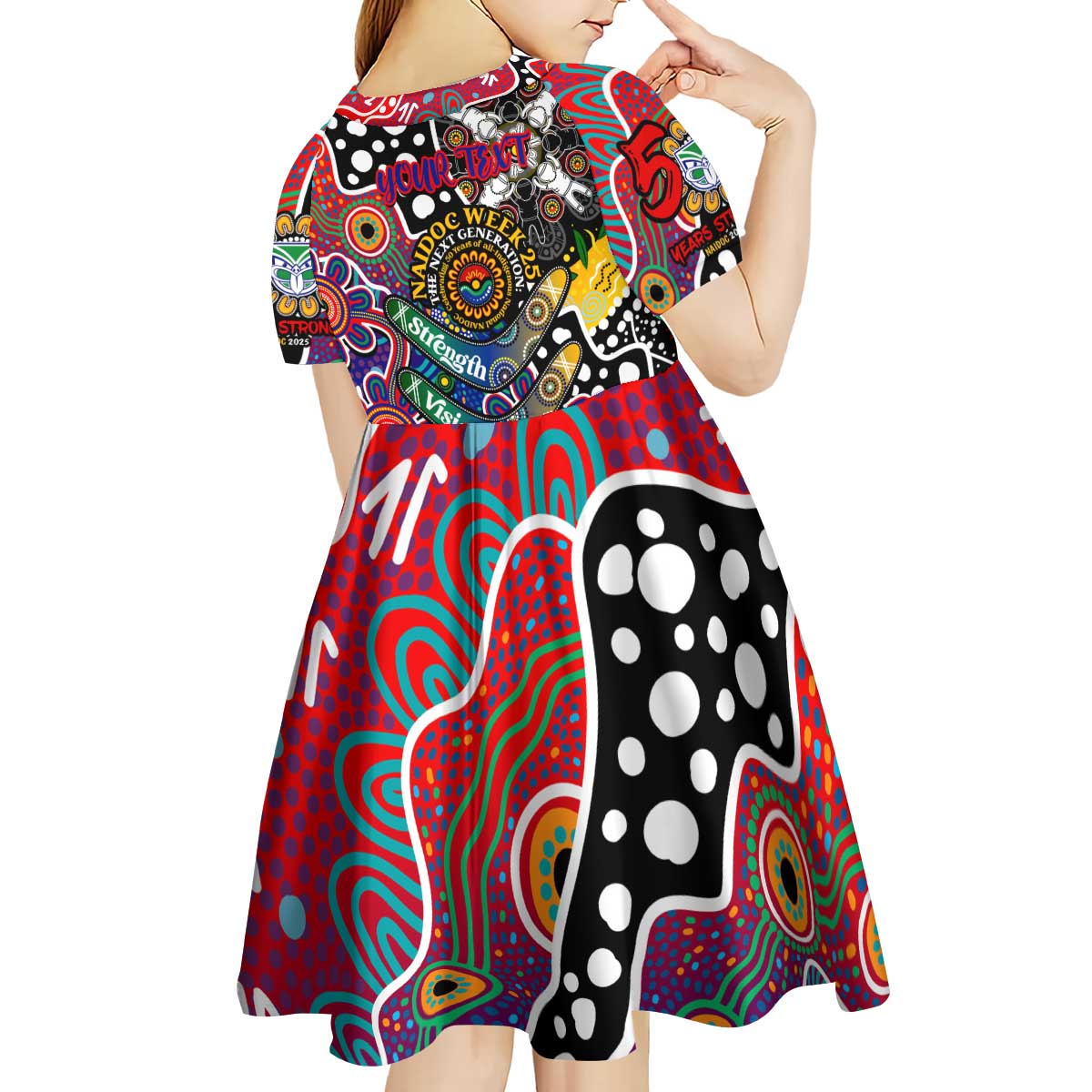 Personalised New Zealand Warriors NRL Celebrating 50 Years of Naidoc Kid Short Sleeve Dress NAIDOC Week 2025 Aboriginal