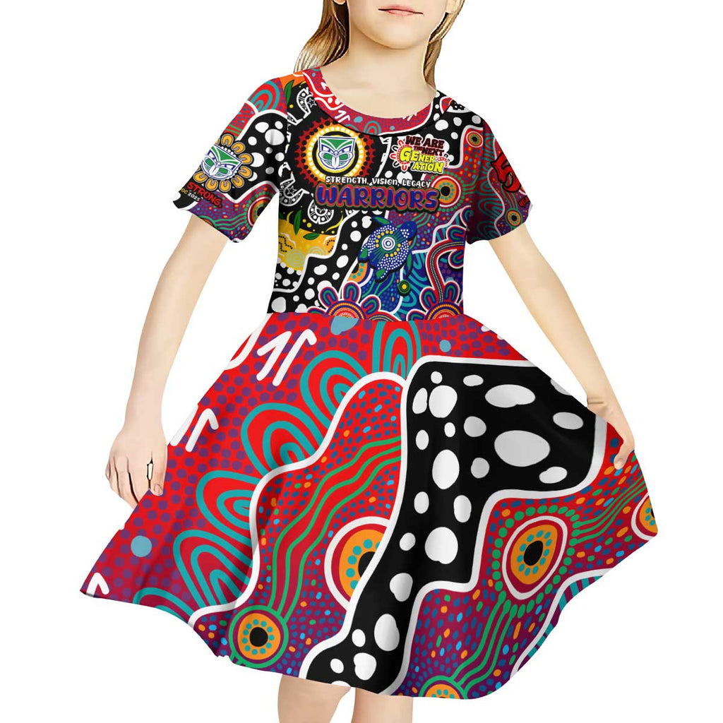 Personalised New Zealand Warriors NRL Celebrating 50 Years of Naidoc Kid Short Sleeve Dress NAIDOC Week 2025 Aboriginal
