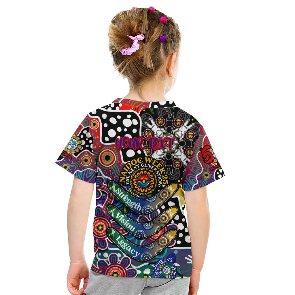 Personalised New Zealand Warriors NRL Celebrating 50 Years of Naidoc Kid T Shirt NAIDOC Week 2025 Aboriginal