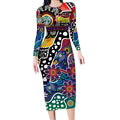 Personalised New Zealand Warriors NRL Celebrating 50 Years of Naidoc Long Sleeve Bodycon Dress NAIDOC Week 2025 Aboriginal