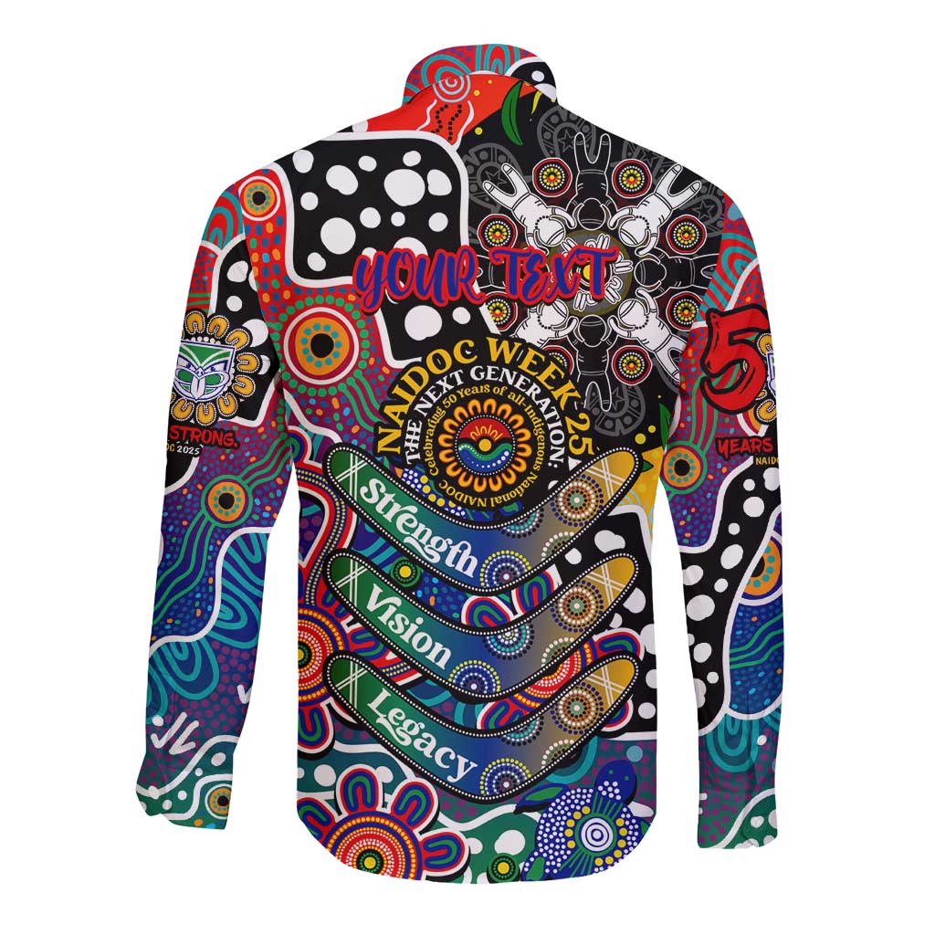 Personalised New Zealand Warriors NRL Celebrating 50 Years of Naidoc Long Sleeve Button Shirt NAIDOC Week 2025 Aboriginal