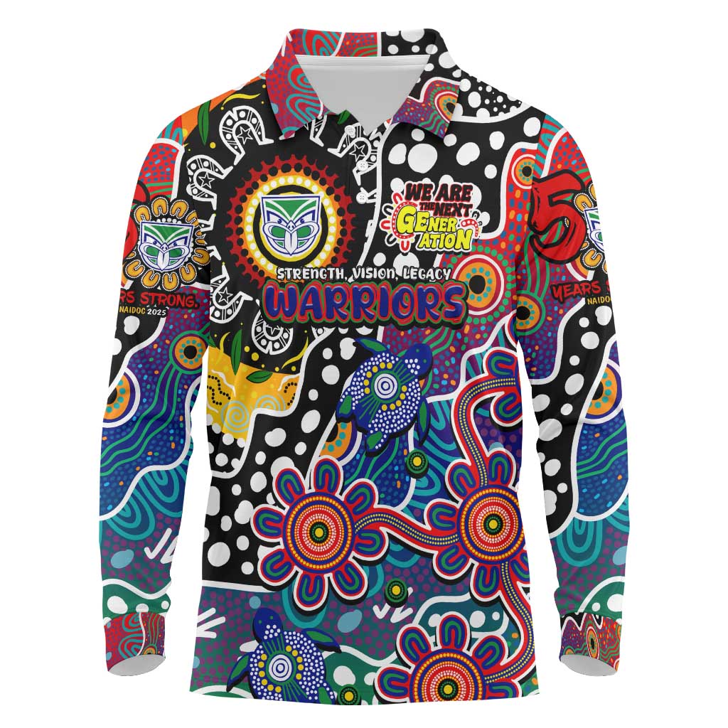 Personalised New Zealand Warriors NRL Celebrating 50 Years of Naidoc Long Sleeve Polo Shirt NAIDOC Week 2025 Aboriginal