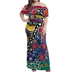 Personalised New Zealand Warriors NRL Celebrating 50 Years of Naidoc Off Shoulder Maxi Dress NAIDOC Week 2025 Aboriginal
