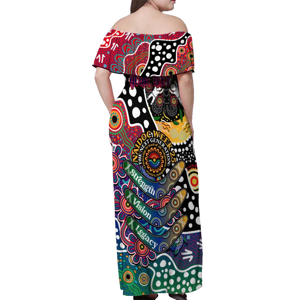 Personalised New Zealand Warriors NRL Celebrating 50 Years of Naidoc Off Shoulder Maxi Dress NAIDOC Week 2025 Aboriginal