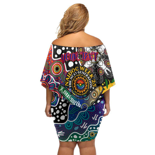 Personalised New Zealand Warriors NRL Celebrating 50 Years of Naidoc Off Shoulder Short Dress NAIDOC Week 2025 Aboriginal