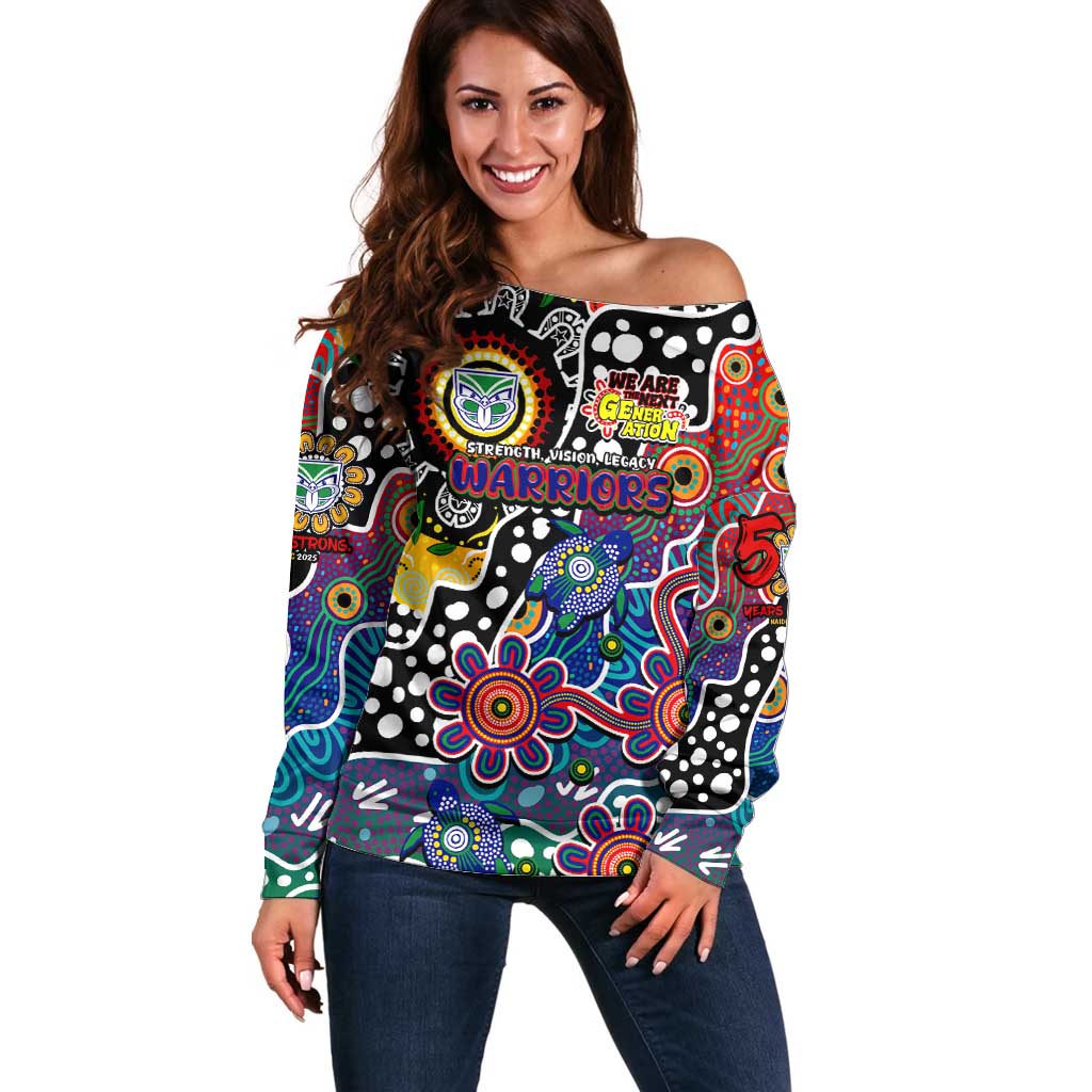 Personalised New Zealand Warriors NRL Celebrating 50 Years of Naidoc Off Shoulder Sweater NAIDOC Week 2025 Aboriginal