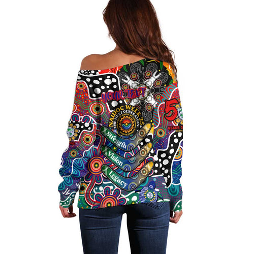 Personalised New Zealand Warriors NRL Celebrating 50 Years of Naidoc Off Shoulder Sweater NAIDOC Week 2025 Aboriginal