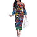 Personalised New Zealand Warriors NRL Celebrating 50 Years of Naidoc Off The Shoulder Long Sleeve Dress NAIDOC Week 2025 Aboriginal