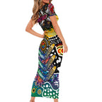 Personalised New Zealand Warriors NRL Celebrating 50 Years of Naidoc Short Sleeve Bodycon Dress NAIDOC Week 2025 Aboriginal