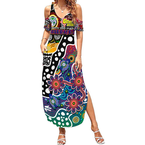 Personalised New Zealand Warriors NRL Celebrating 50 Years of Naidoc Summer Maxi Dress NAIDOC Week 2025 Aboriginal