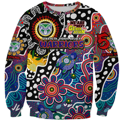 Personalised New Zealand Warriors NRL Celebrating 50 Years of Naidoc Sweatshirt NAIDOC Week 2025 Aboriginal