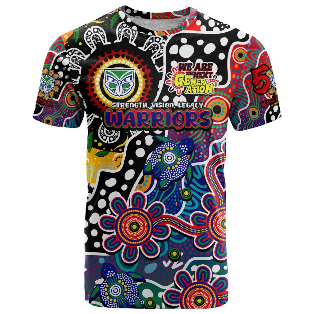 Personalised New Zealand Warriors NRL Celebrating 50 Years of Naidoc T Shirt NAIDOC Week 2025 Aboriginal