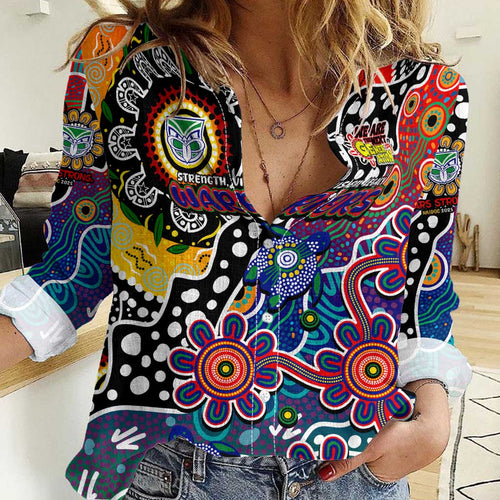 Personalised New Zealand Warriors NRL Celebrating 50 Years of Naidoc Women Casual Shirt NAIDOC Week 2025 Aboriginal