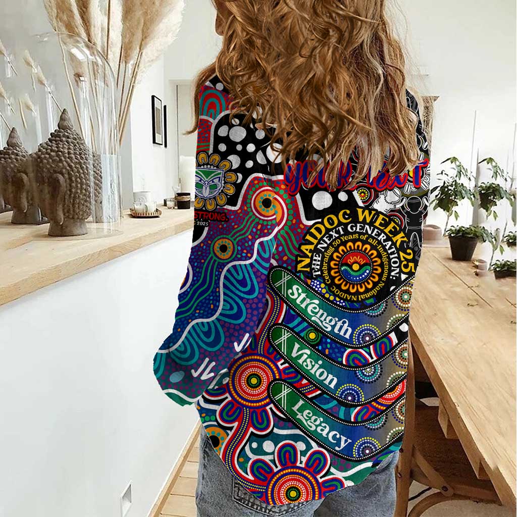 Personalised New Zealand Warriors NRL Celebrating 50 Years of Naidoc Women Casual Shirt NAIDOC Week 2025 Aboriginal