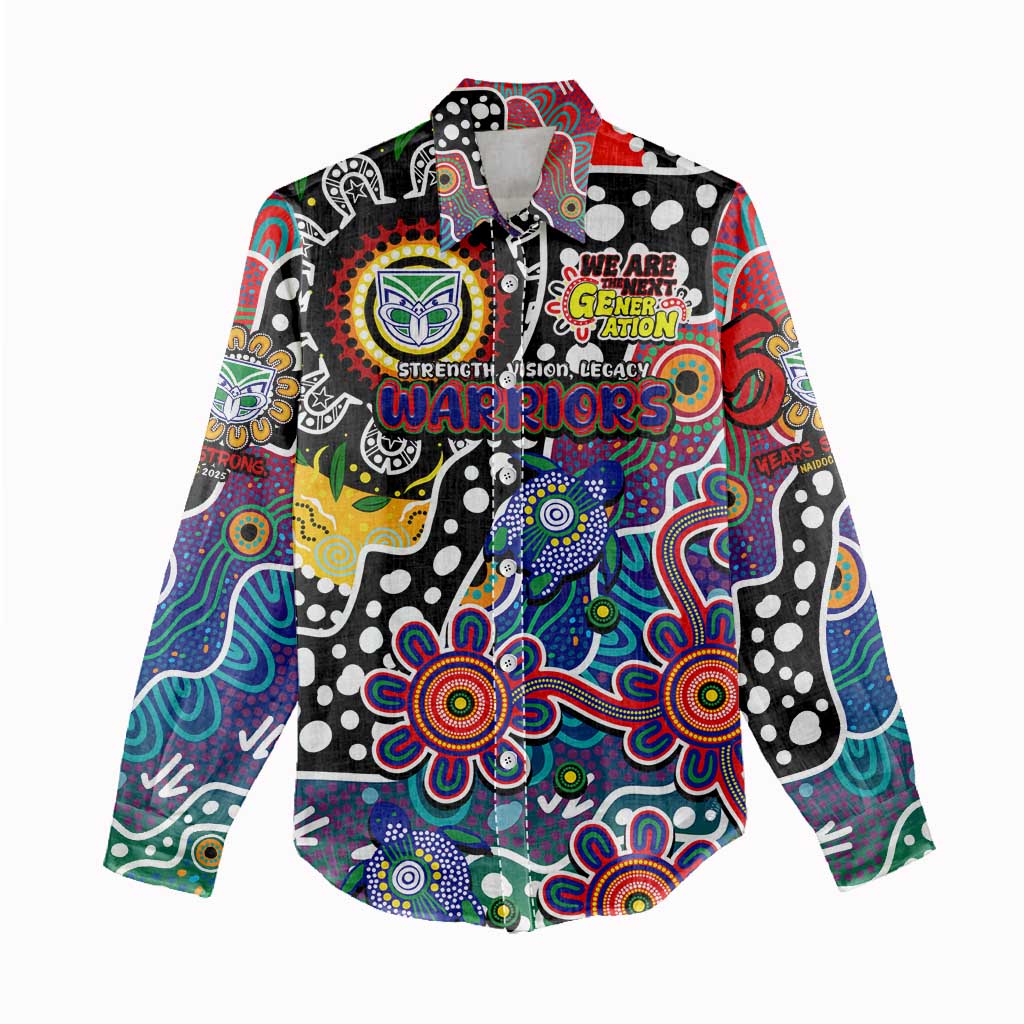 Personalised New Zealand Warriors NRL Celebrating 50 Years of Naidoc Women Casual Shirt NAIDOC Week 2025 Aboriginal