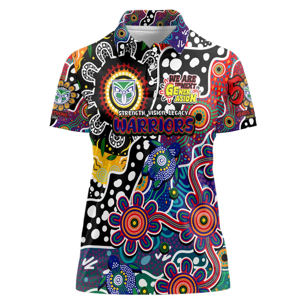 Personalised New Zealand Warriors NRL Celebrating 50 Years of Naidoc Women Polo Shirt NAIDOC Week 2025 Aboriginal