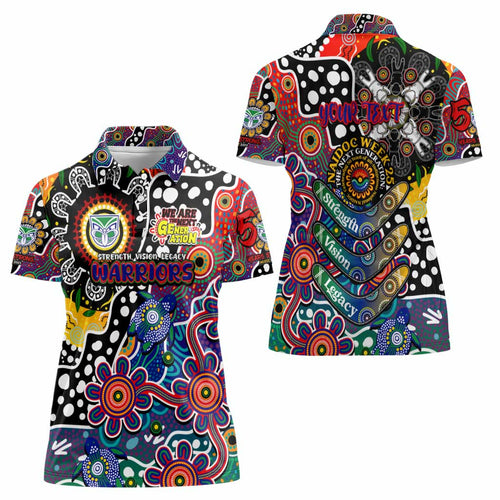 Personalised New Zealand Warriors NRL Celebrating 50 Years of Naidoc Women Polo Shirt NAIDOC Week 2025 Aboriginal