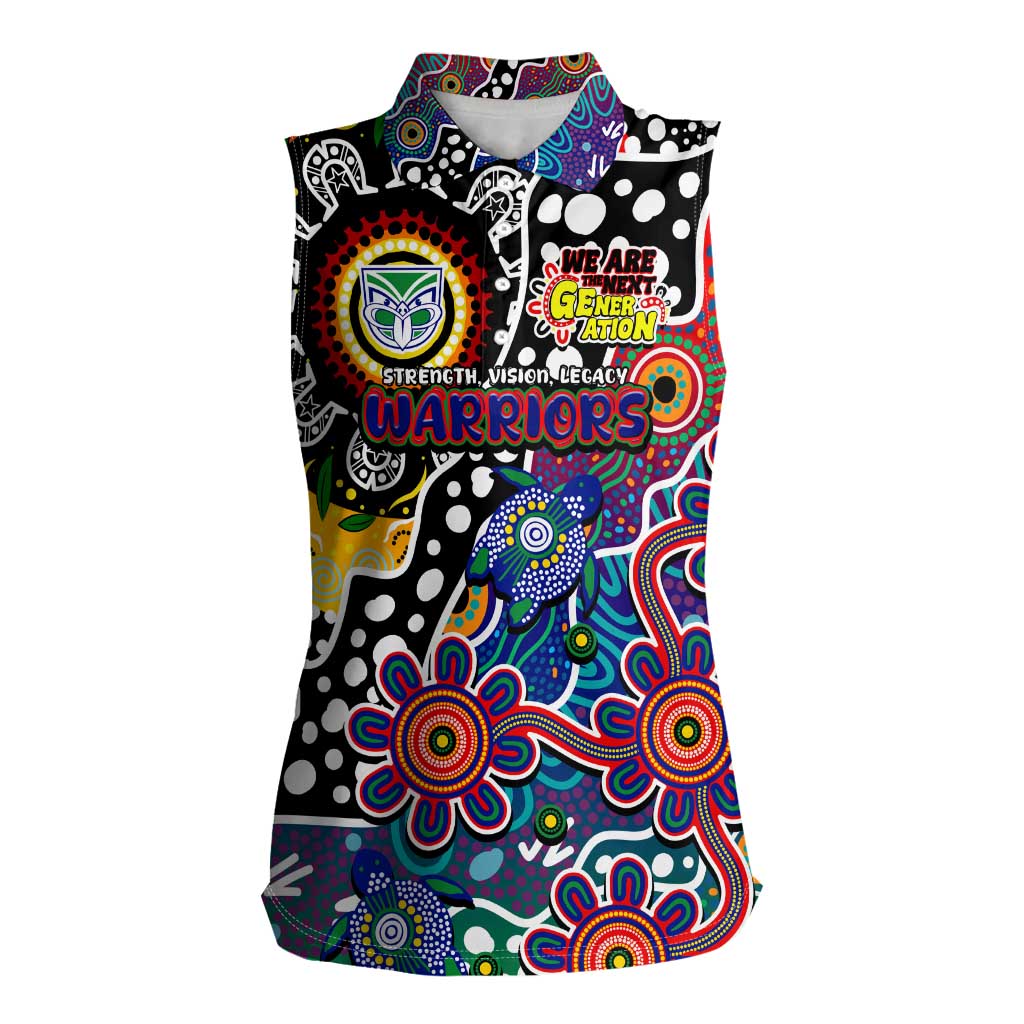Personalised New Zealand Warriors NRL Celebrating 50 Years of Naidoc Women Sleeveless Polo Shirt NAIDOC Week 2025 Aboriginal