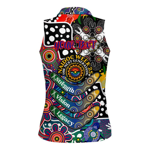 Personalised New Zealand Warriors NRL Celebrating 50 Years of Naidoc Women Sleeveless Polo Shirt NAIDOC Week 2025 Aboriginal