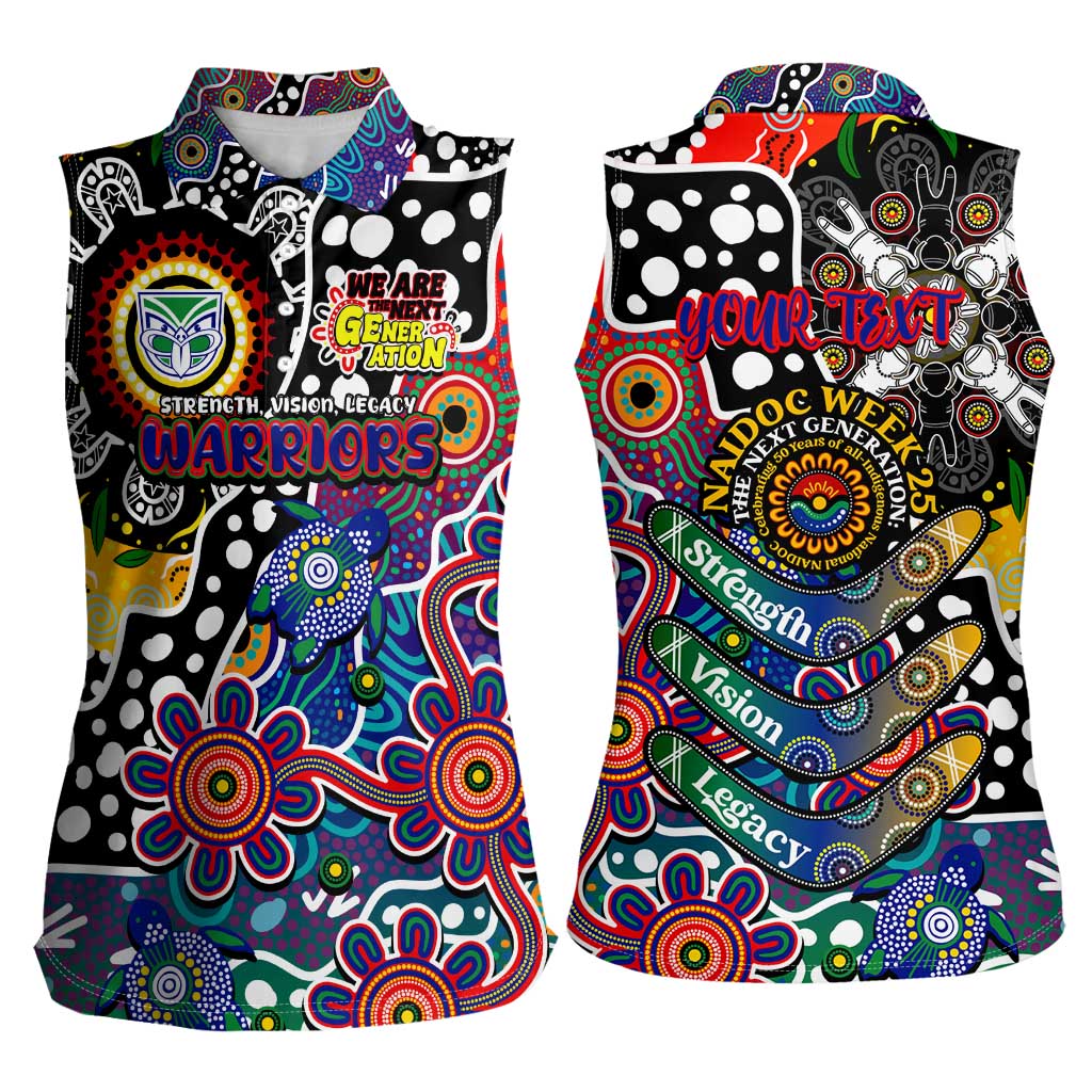Personalised New Zealand Warriors NRL Celebrating 50 Years of Naidoc Women Sleeveless Polo Shirt NAIDOC Week 2025 Aboriginal
