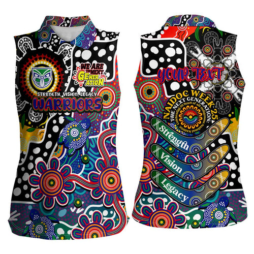 Personalised New Zealand Warriors NRL Celebrating 50 Years of Naidoc Women Sleeveless Polo Shirt NAIDOC Week 2025 Aboriginal